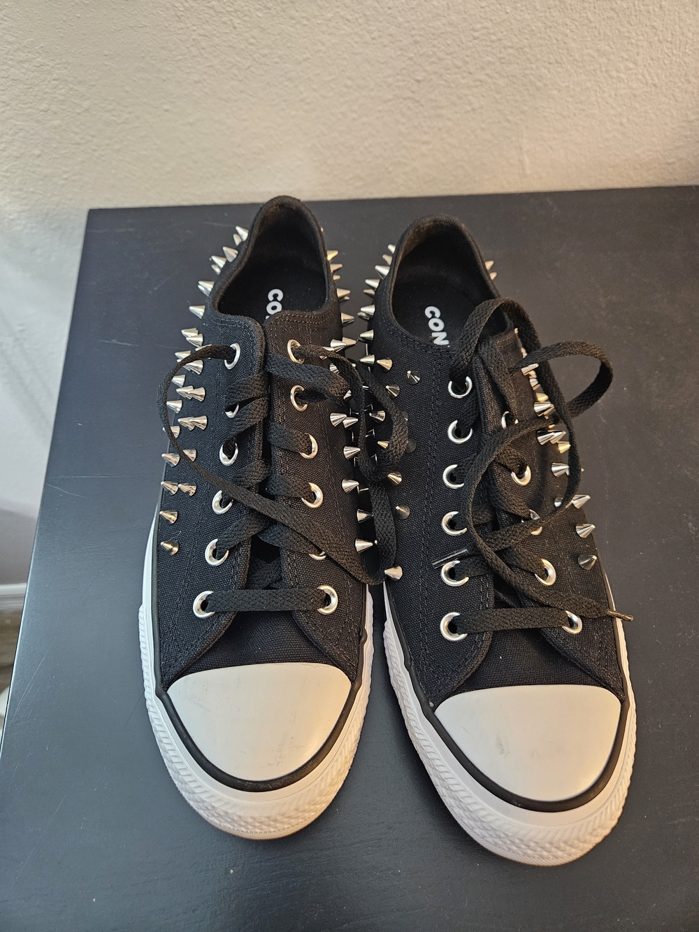 Converse Women's Black Canvas Low Top Sneakers with Silver Studs